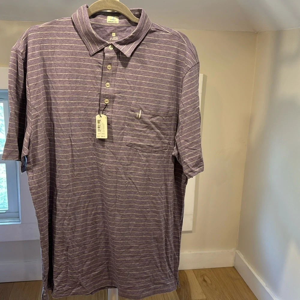 NWT $89 Johnnie-O Stripe Polo Neese in Periwinkle sz XL